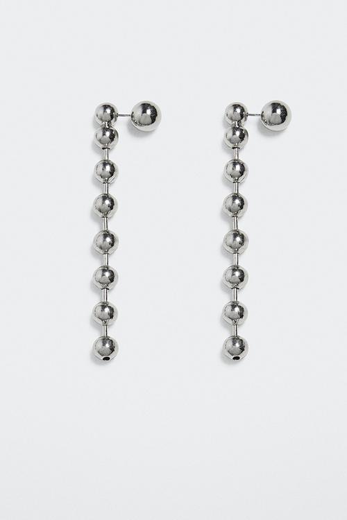 Metal bead earrings - silver