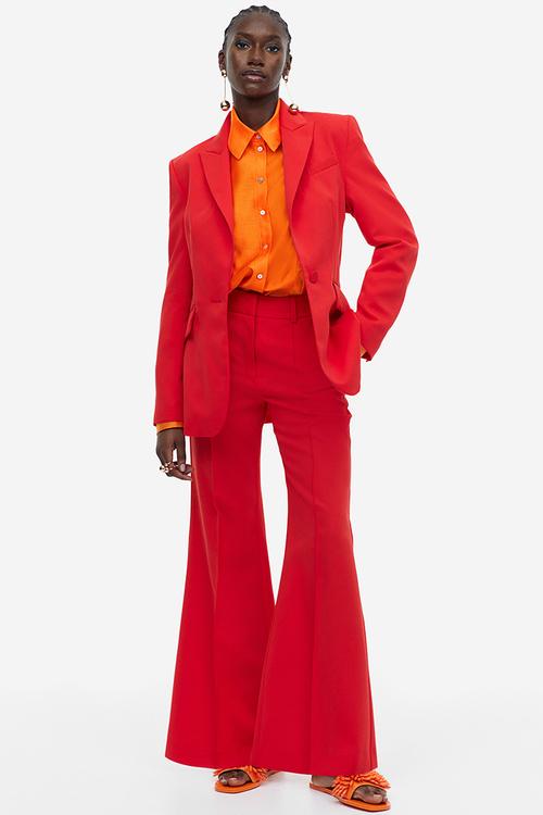 Flared tailored trousers - red