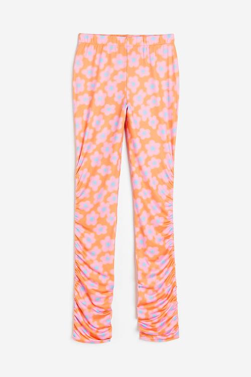 Gathered leggings - orange/floral