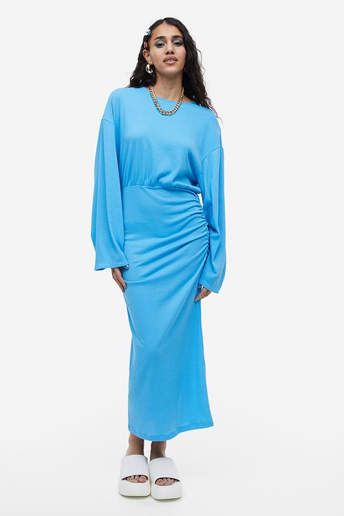 Crinkled gathered dress - blue