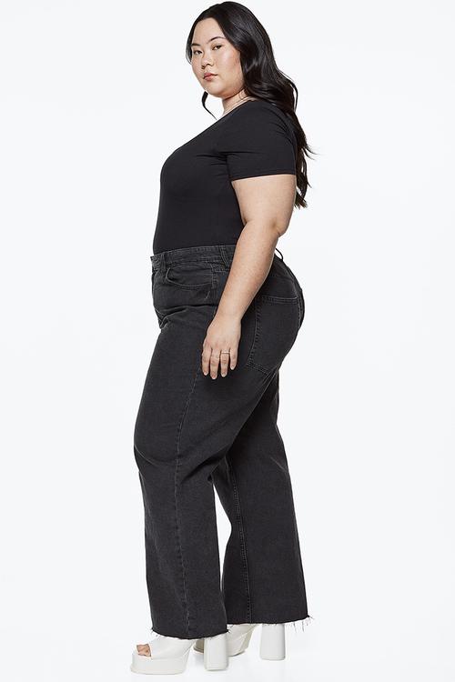Curvy fit wide ultra high jeans - black