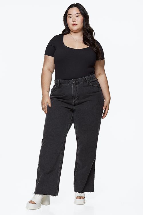 Curvy fit wide ultra high jeans - black