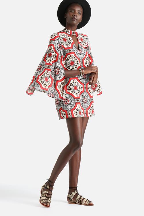 Geneva Rayon Tile Print Shift Dress