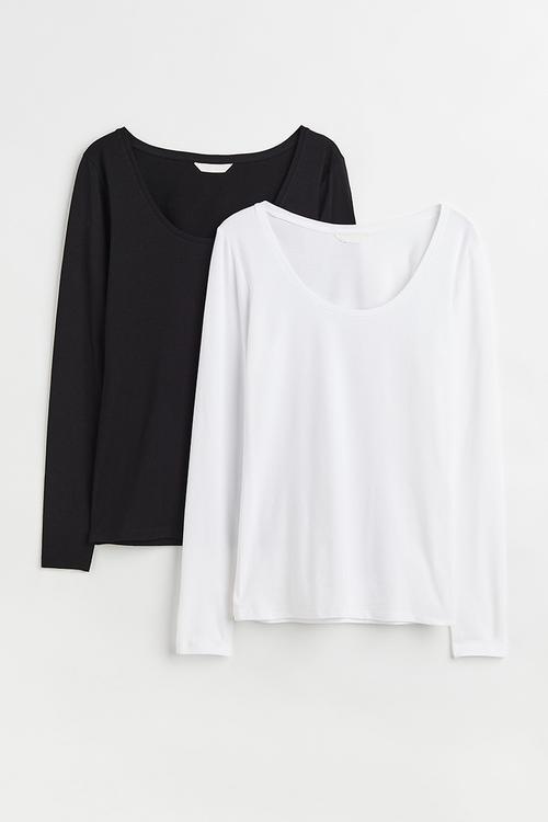 2-pack jersey tops - white/black