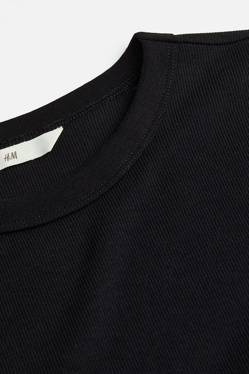 Ribbed modal-blend top - black