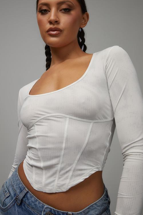 Sheer long sleeve corset - cyber tonal/grey