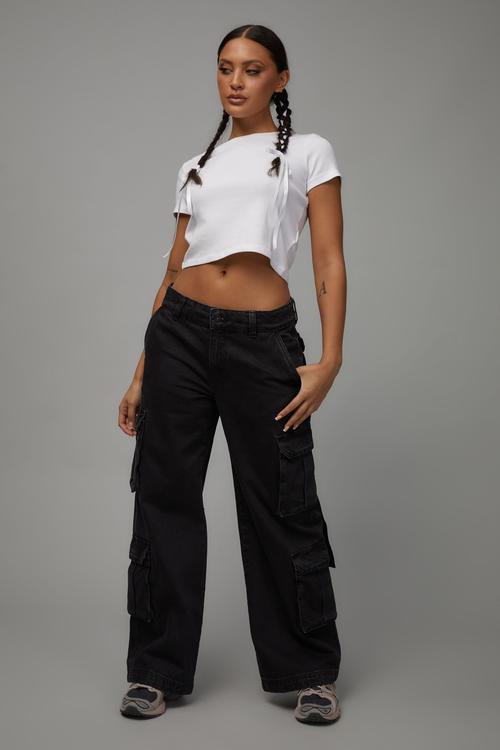 Strappy cargo jean - washed black