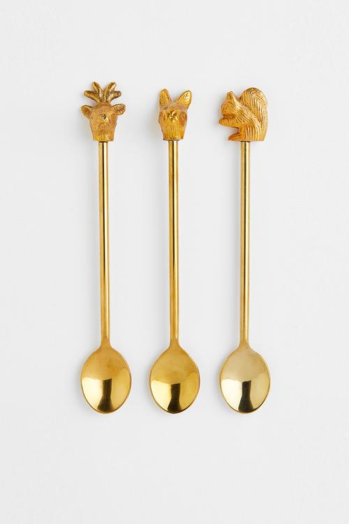 3-pack teaspoons - gold-coloured