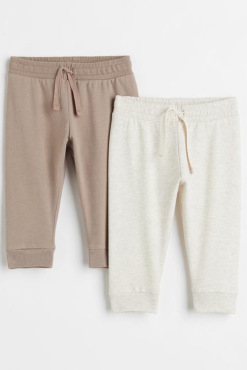 2-pack cotton joggers - dark beige/natural white marl