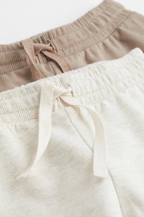 2-pack cotton joggers - dark beige/natural white marl