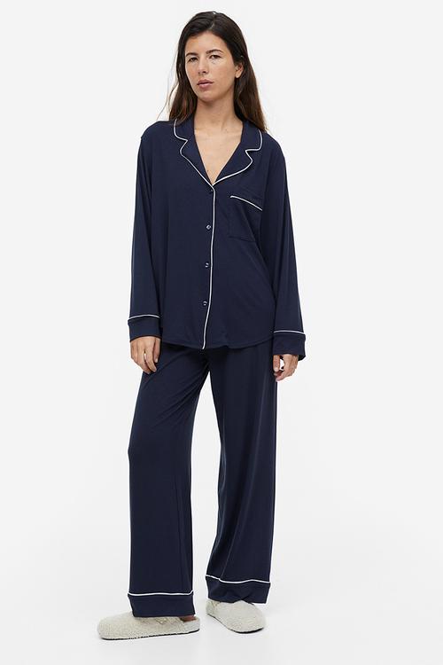 Pyjama shirt and bottoms - dark blue