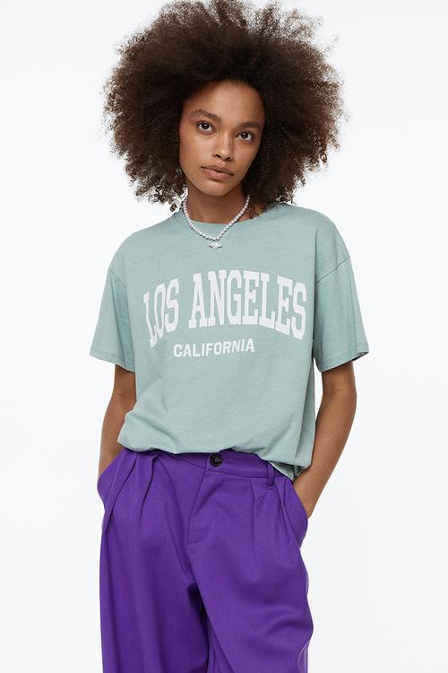 Printed t-shirt - light green/los angeles