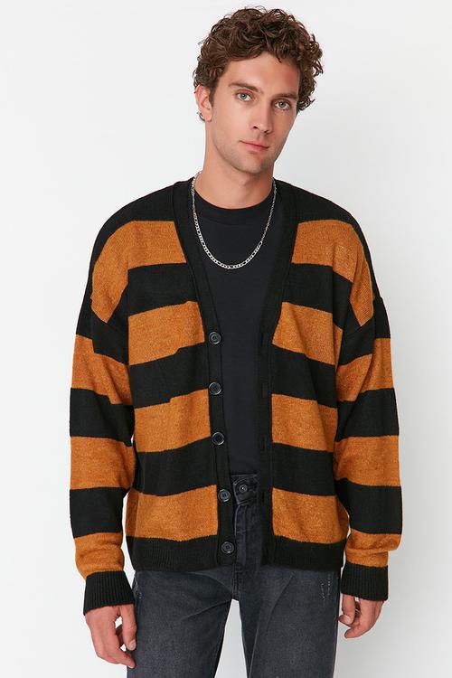 Stripe cardigan - black/orange