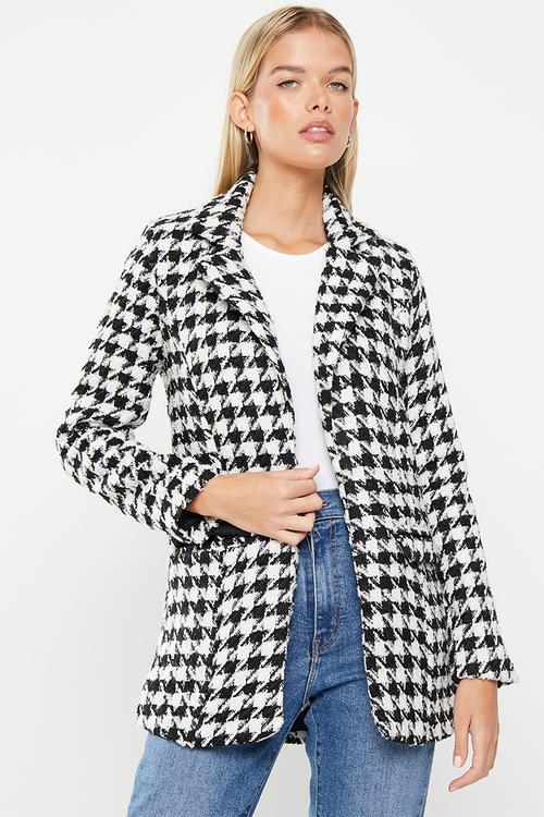 Houndstooth Boucle jacket - black & white