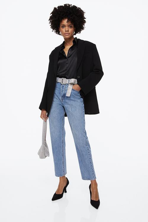 Tapered high ankle jeans - light denim blue