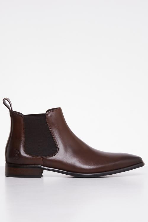 Low rise chelsea leather boot - brown
