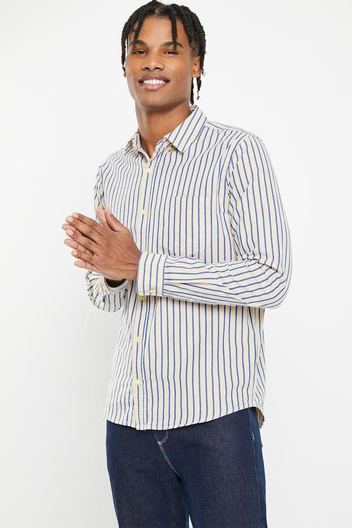 Mayfair long sleeve shirt - stone stripe