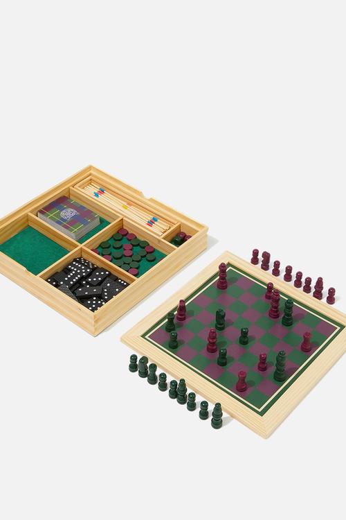 6 In 1 multi game board - heritage red and green