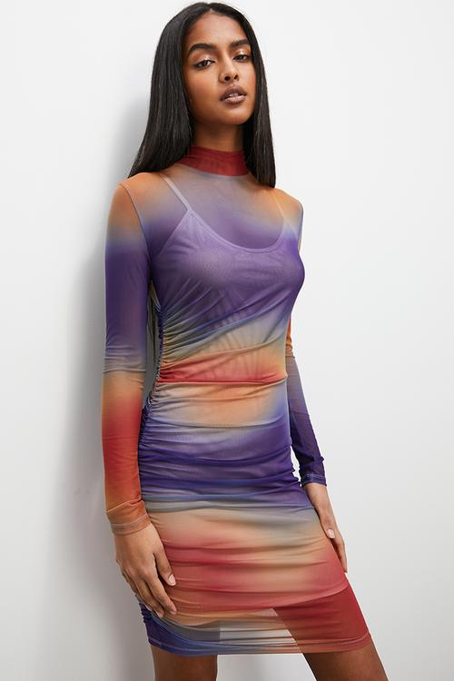 Ruched midi dress - violet heatwave