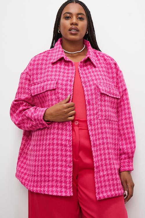 Tweed overshirt - cerise check