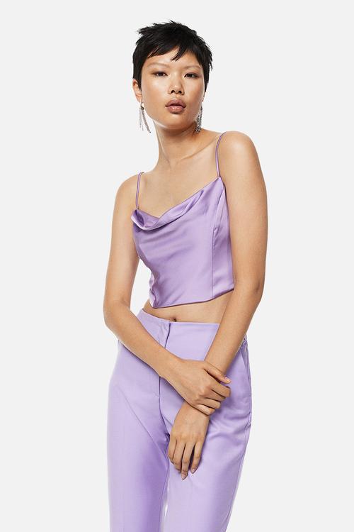 Satin corset top - light purple