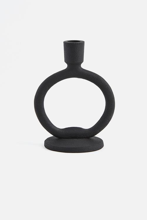 Metal candlestick - black