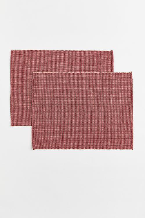 2 pack jute-blend table mats - red