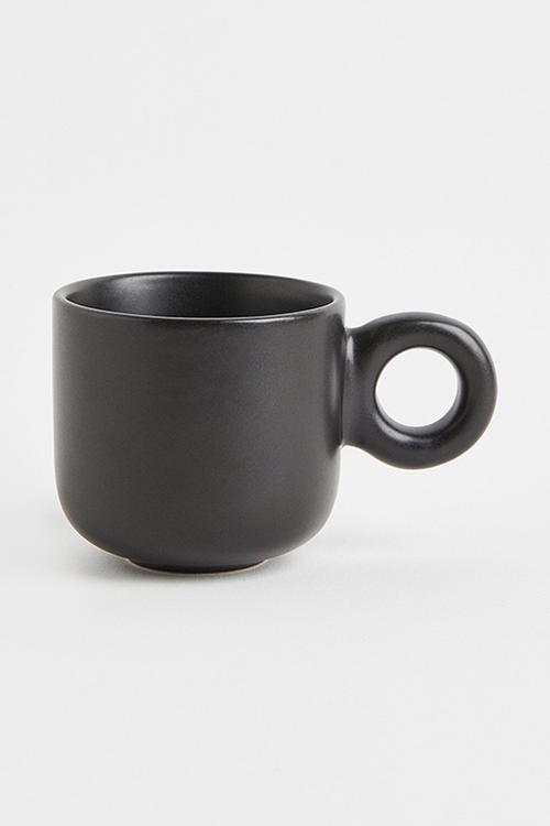 Stoneware espresso cup - black