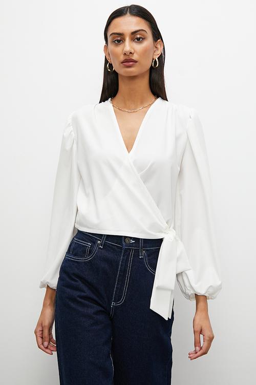 Wrap top - white