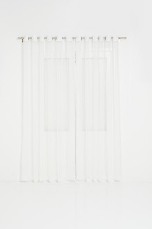 Plain voile eyelet curtain - white