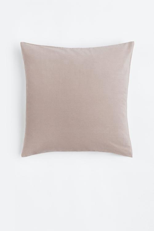 Cotton velvet cushion cover - light greige