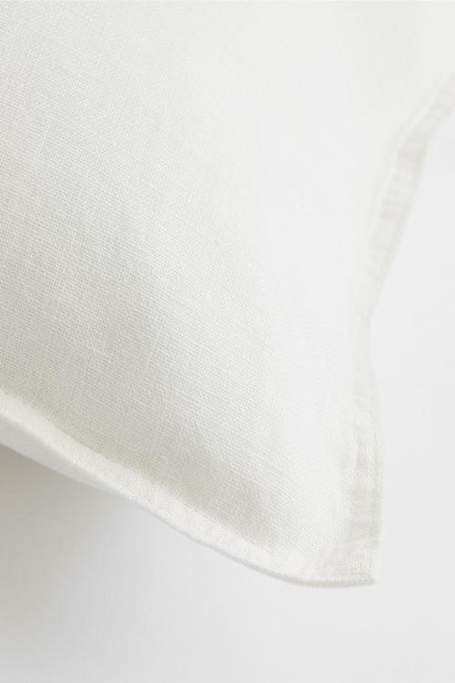 Washed linen cushion cover - white