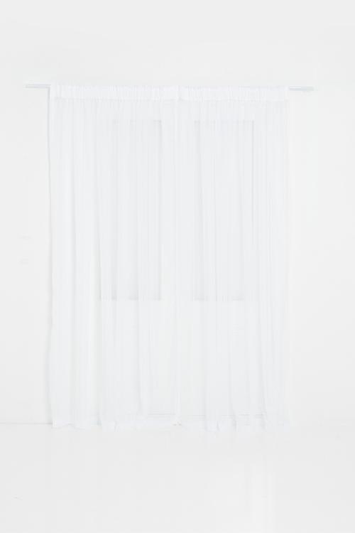 Plain voile taped curtain - white