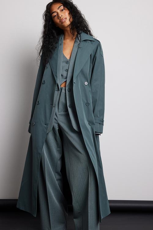 Double buttoned trenchcoat - dark dusty blue