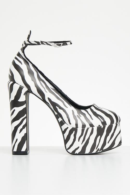 Donatella strappy platform high heel - zebra satin
