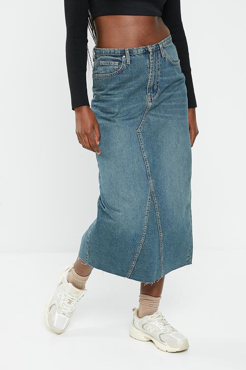 Maxi denim skirt - logans blue