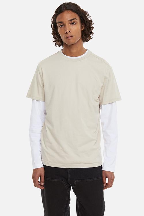 Regular fit round-neck t-shirt- light beige