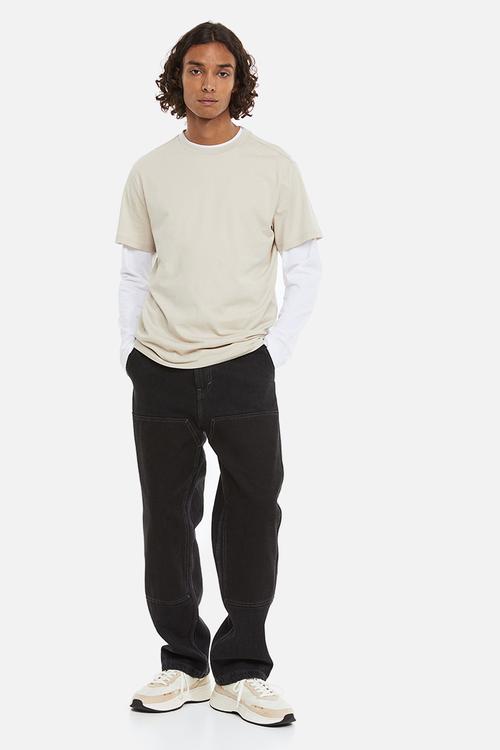 Regular fit round-neck t-shirt- light beige