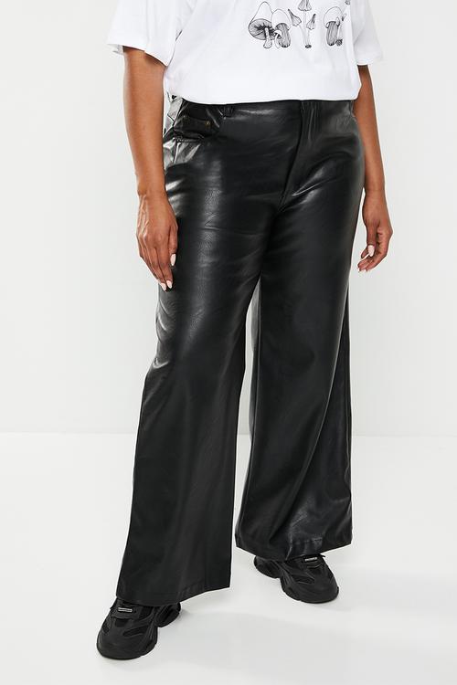 Plus arden faux leather pant - black