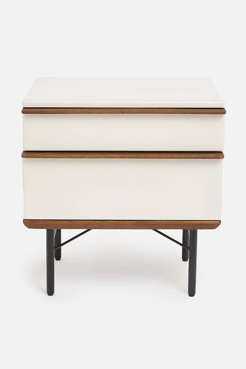 Vincent bedside tables - warm ecru & walnut stain