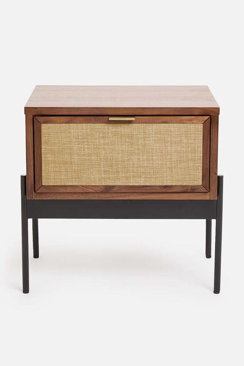 Balmore bedside table - walnut & hessian