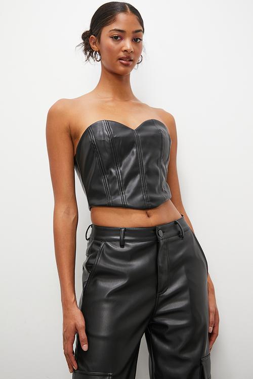 Pu corset - black