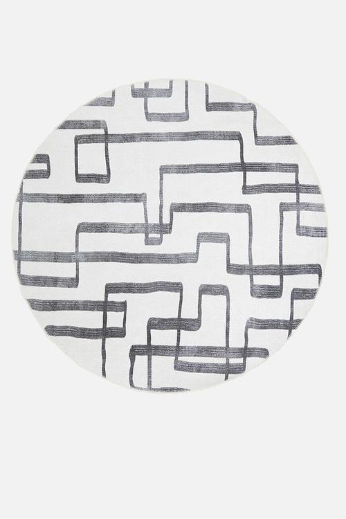 Angle round rug - black