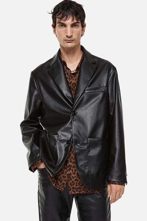 Relaxed fit unconstructed jacket - black
