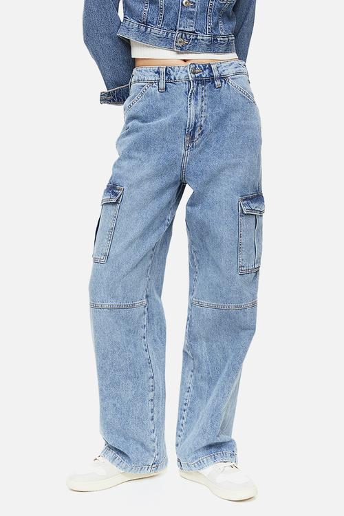 90s Baggy high cargo jeans - denim blue
