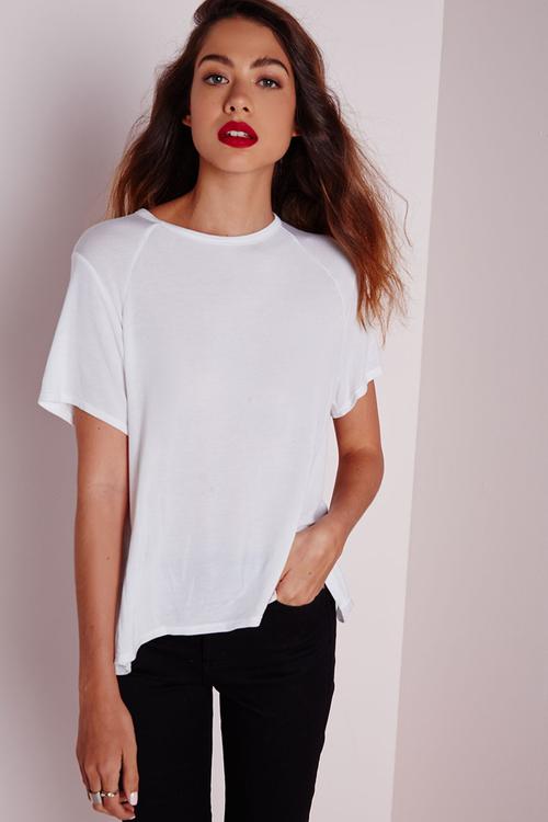 Round Neck Dip Hem T Shirt