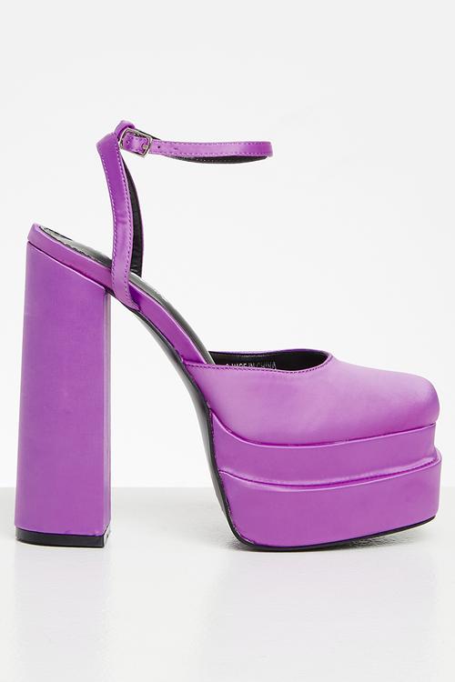 Moonchild  closed toe statement platform heel - purple satin