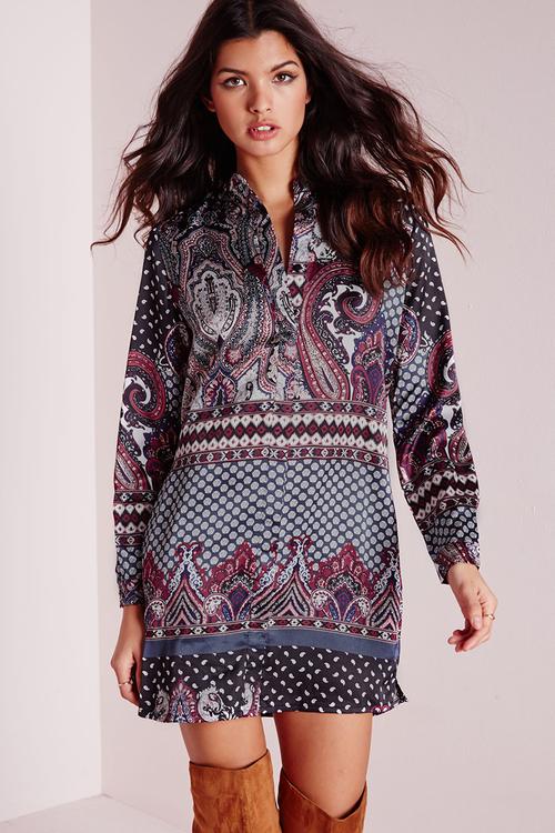 Collarless Shirt Dress