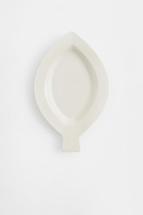 Large stoneware serving plate - natural white