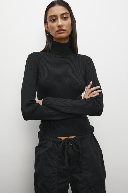 Skinny polo neck - black